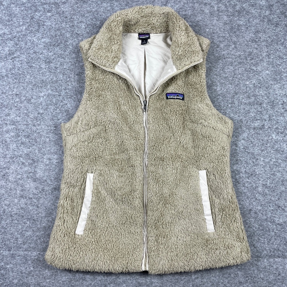 Patagonia Fleece Vest Womens Medium Tan Los Gatos High Pile Full Zip Soft